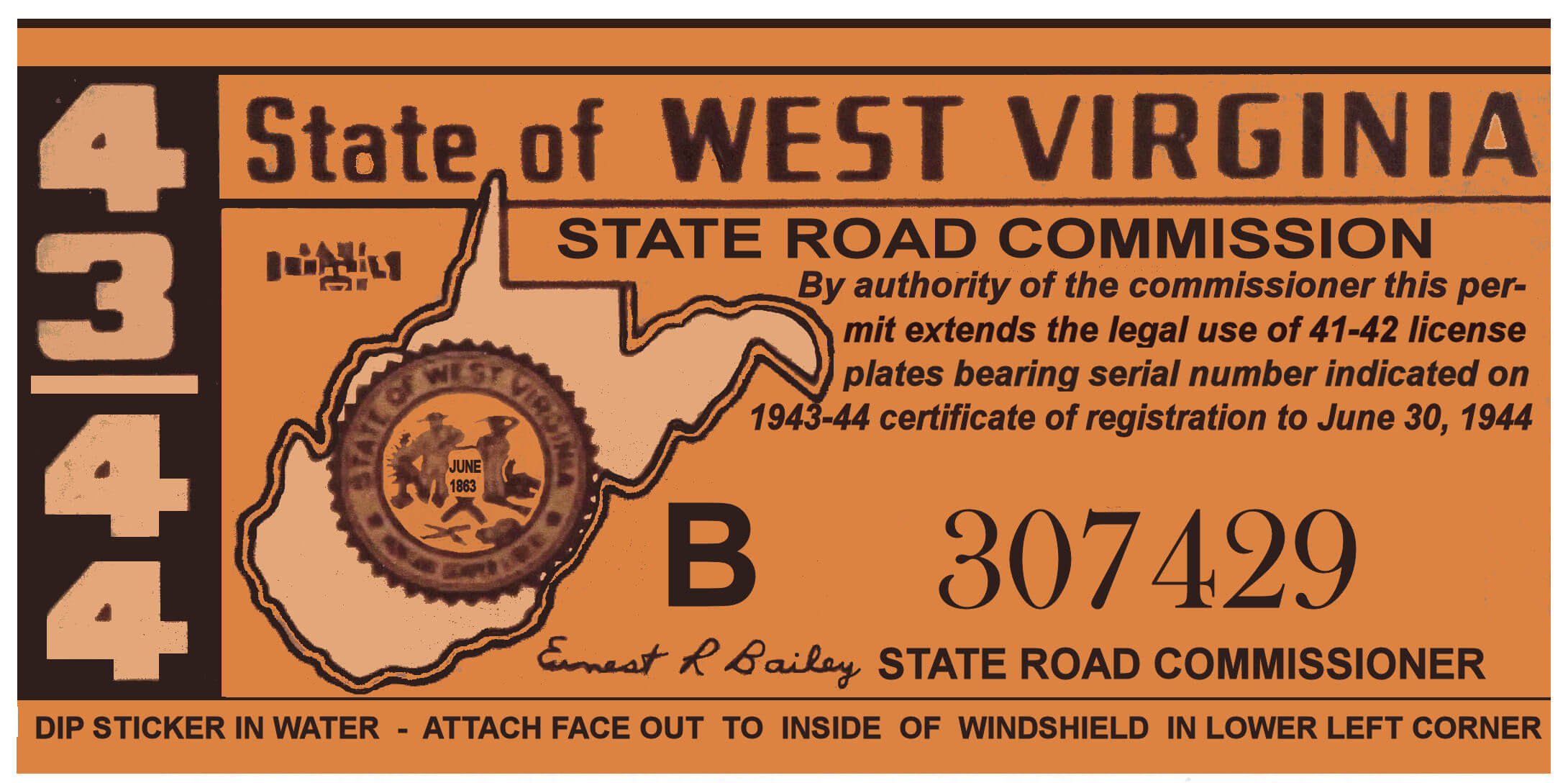 (image for) 1943-44 WV registration sticker